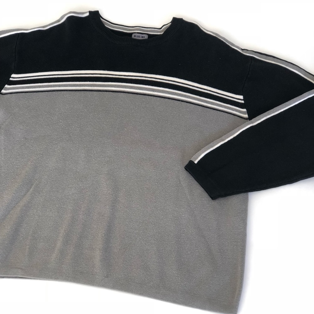Men’s vintage blue ink striped sweater sz XL